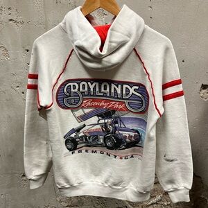 Vintage 80s Baylands Racing Fremont CA Fleece Pullover Hoodie Thrashed USA Made